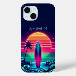 Funda Para iPhone 15 Surfing the Neon Sunset