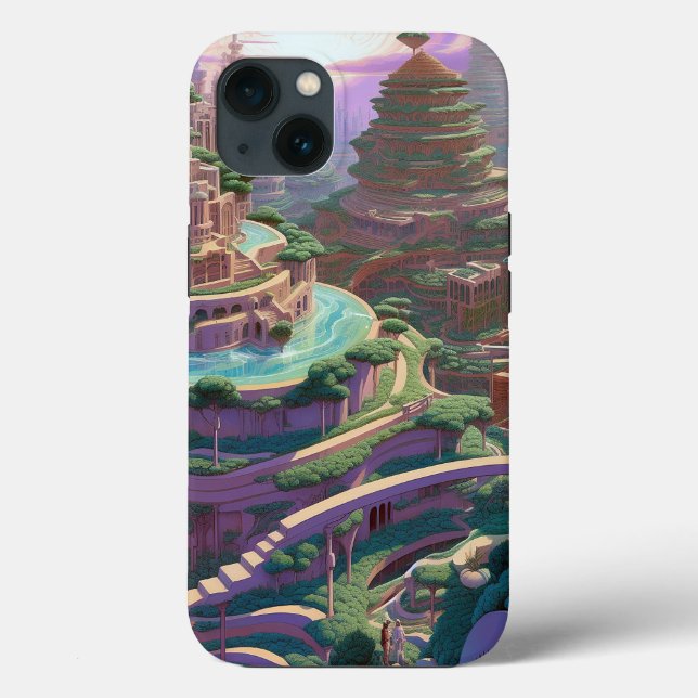 Funda De Case-Mate Para iPhone Surreal Fantasy City (Reverso )