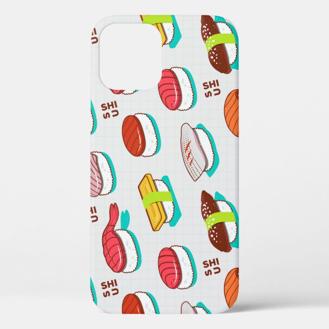 Funda De Case-Mate Para iPhone Sushi de nigiri de época, patrón de doodle (Reverso )