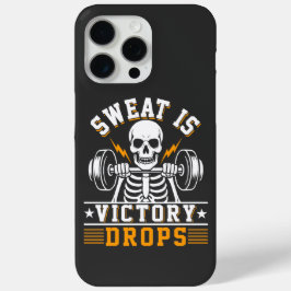 Funda Para iPhone 15 Pro Max Sweat is Victory Drops White Fitness Gym Workout