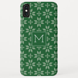Funda Para iPhone XS Max Sweater Green White FairIsle Holiday Monograma