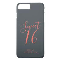 Sweet 16 Script Coral Black 16th Birthday