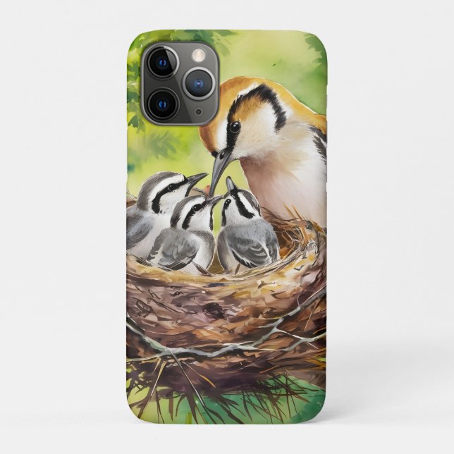 Funda De Case-Mate Para iPhone Sweet bird nest painting (Reverso)