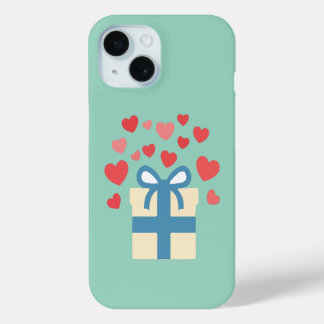 Funda Para iPhone 15 Sweet Gift Box with Floating Love Hearts
