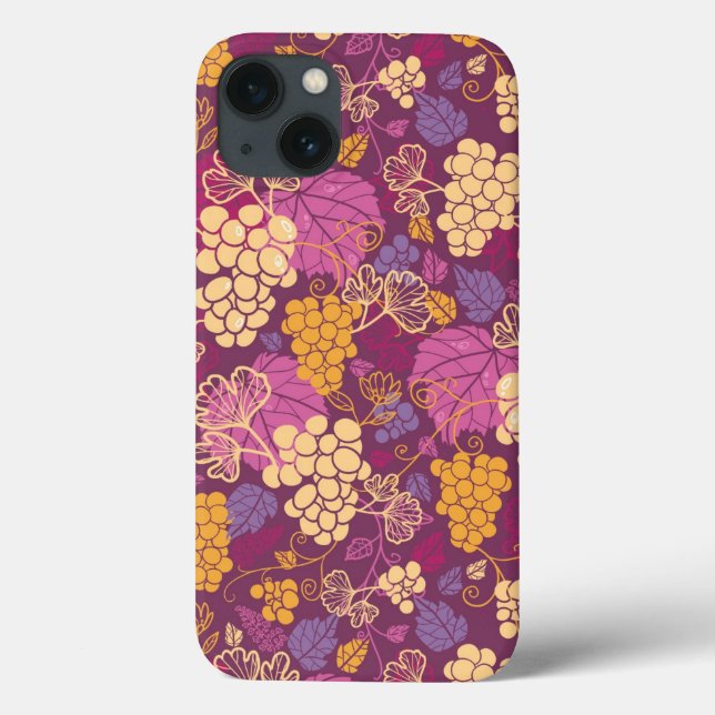 Funda De Case-Mate Para iPhone Sweet grape vines pattern background (Reverso)