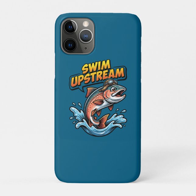 Funda De Case-Mate Para iPhone Swim Upstream Salmon Motivational (Reverso)