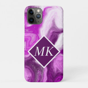 Funda Para iPhone 11 Pro Swirls personalizados de Mármol Púrpura y Blanco