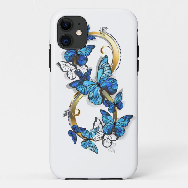 Funda De Case-Mate Para iPhone Symbol Infinity of Blue Morpho Butterflies (Reverso)