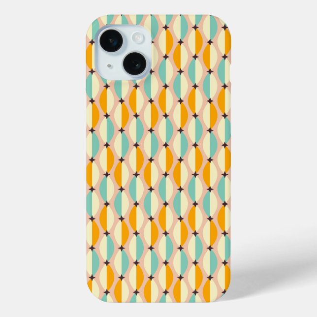 Funda De Case-Mate Para iPhone Symmetrical retro pattern with interlocking teal (Reverso )