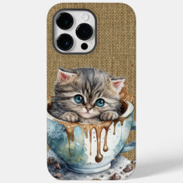 FUNDA PARA iPhone 14 PRO MAX DE Case-Mate TABBY KITTEN DE COLOR GRIS ADORABLE EN LA COPA
