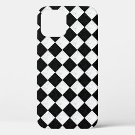 Funda Para iPhone 12 Tablero de ajedrez de mármol blanco y negro