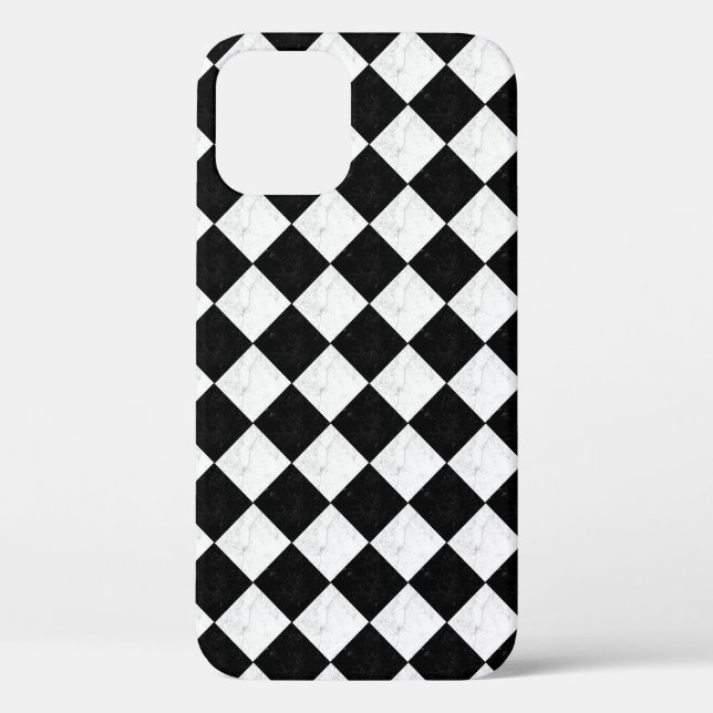 Funda De Case-Mate Para iPhone Tablero de ajedrez de mármol blanco y negro (Reverso )