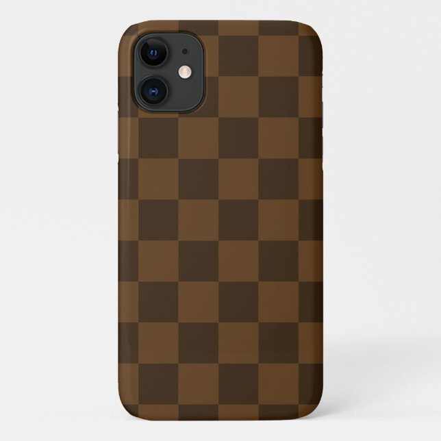 Funda De Case-Mate Para iPhone Tablero de ajedrez marrón (Reverso)