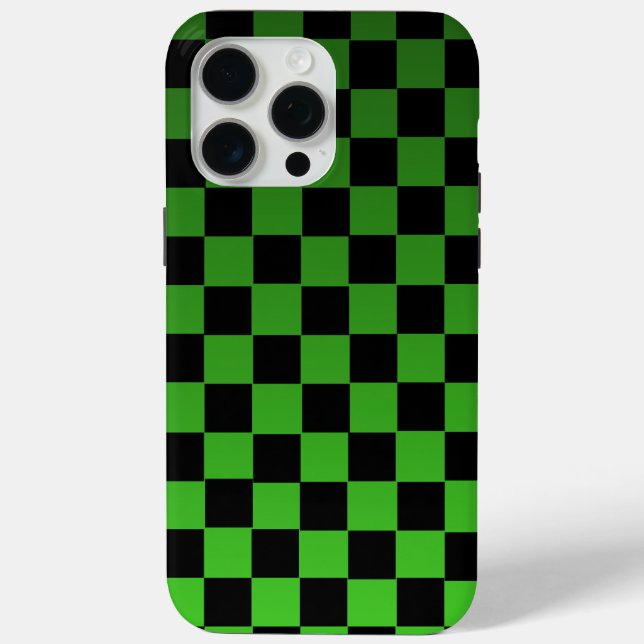 Funda De Case-Mate Para iPhone Tablero de ajedrez retro estético negro y verde (Reverso )