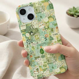 Funda Para iPhone 15 Tablero de ánimo de anime verde japonés regalo de