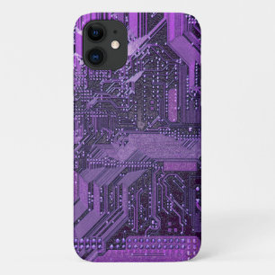Funda Para iPhone 11 Tablero de Circuito Cibernético Púrpura Arte Tecno