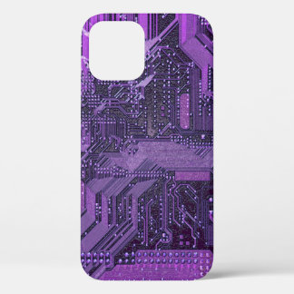 Funda Para iPhone 12 Tablero de Circuito Cibernético Púrpura Arte Tecno