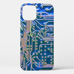 Funda Para iPhone 12 Tablero de circuitos, ordenador, azul, condensador