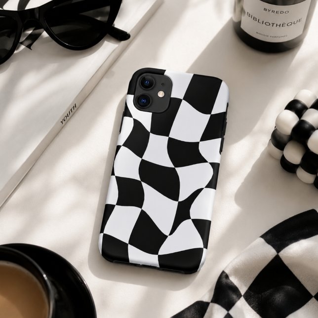 Funda De Case-Mate Para iPhone Tablero de cuadros negros y blancos (Subido por el creador)