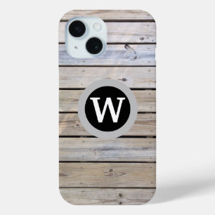 Funda Para iPhone 15 Tablones de madera ligera con monograma
