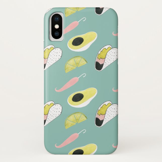 Funda De Case-Mate Para iPhone Taco sobre el amor | Patrón de elementos del taco (Reverso)