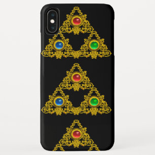 FUNDA PARA iPhone XS MAX TALISMÁN ÉLFICO MÁGICO,TRIÁNGULO DE ORO NEGRO,PIED
