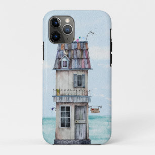 Funda Para iPhone 11 Pro Tall skinny weathered beach cabaña acuarela