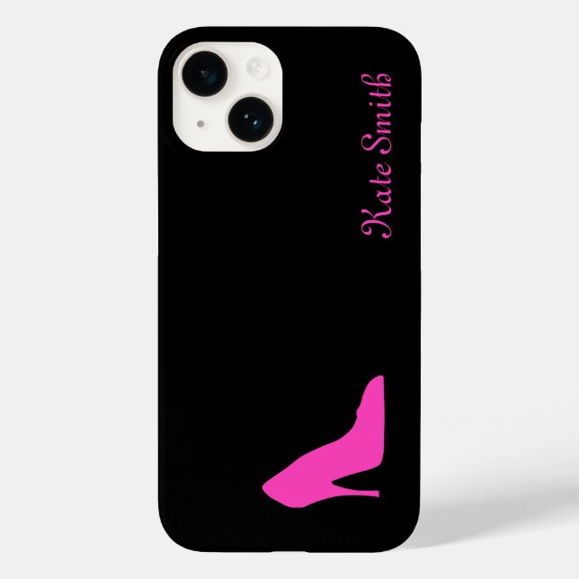 Funda De Case-Mate Para iPhone Talón rosado en negro (Reverso )
