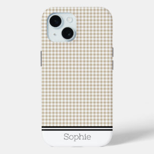 Funda Para iPhone 15 Tan Gingham Personalizado Samsung