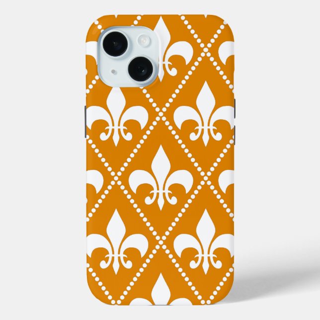 Funda De Case-Mate Para iPhone Tangerine Fleur de Lis (Reverso )
