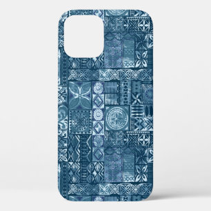 Funda Para iPhone 12 Tapa azul marino: Resumen de tejido tribal