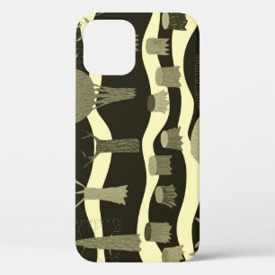 Funda Para iPhone 12 Tapiz de bosques grises: patrón de árboles.
