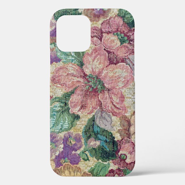 Funda De Case-Mate Para iPhone tapiz floral retro (Reverso )