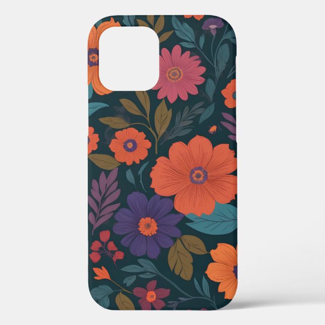 Funda De Case-Mate Para iPhone Tapiz floral vibrante (Reverso )