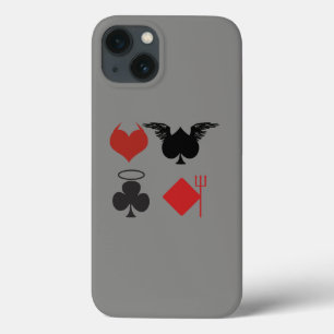 Funda Para iPhone 13 Tarjeta Ángel y Diablo combina con gris oscuro