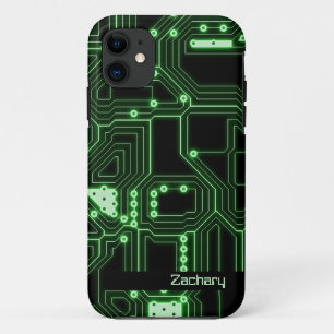 Funda Para iPhone 11 Tarjeta de circuito verde neón   Estuche telefónic