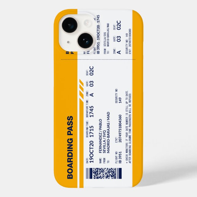Funda De Case-Mate Para iPhone Tarjeta de embarque - Amarillo (Reverso )
