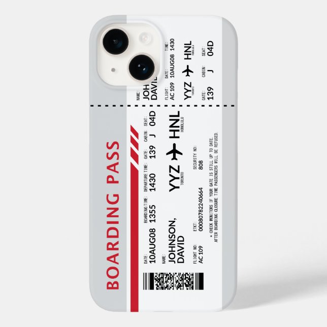 Funda De Case-Mate Para iPhone Tarjeta de embarque - Gris (Reverso )