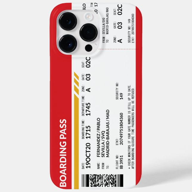 Funda De Case-Mate Para iPhone Tarjeta de embarque - Rojo (Reverso)