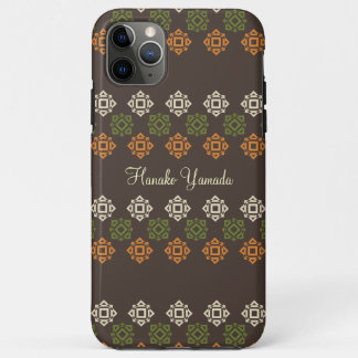 Funda Para iPhone 11 Pro Max Tarjeta de presentación Retro Square Pattern Brown