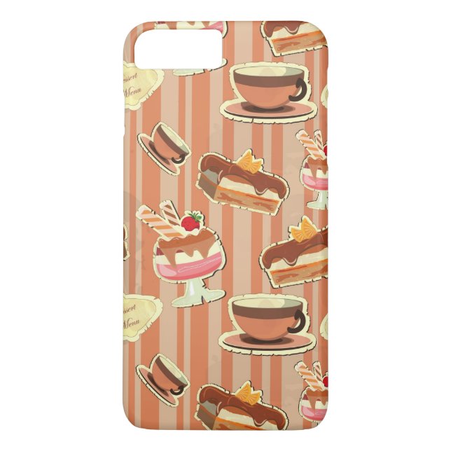 Funda De Case-Mate Para iPhone Tarjeta del vintage con un postre de la fresa (Reverso)