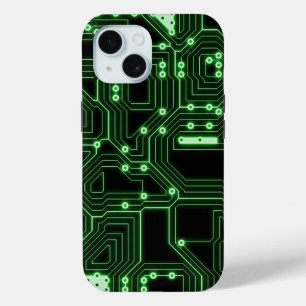 Funda Para iPhone 15 Tarjeta Futurista del circuito verde neón   Person