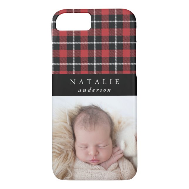 Funda De Case-Mate Para iPhone Tartán comprobar foto de invierno personalizada (Reverso)