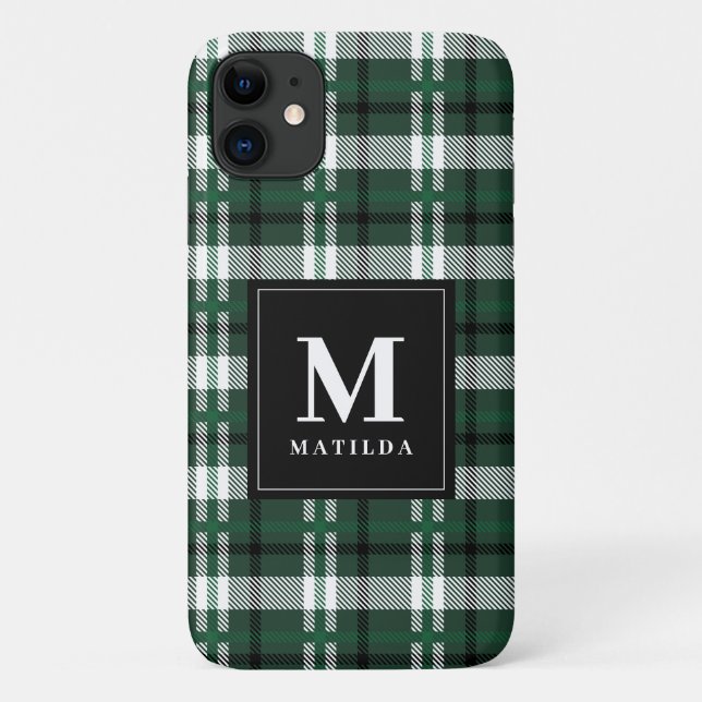 Funda De Case-Mate Para iPhone Tartán de monograma plastificado (Reverso)