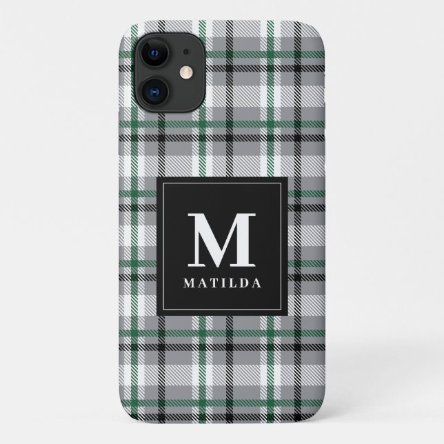 Funda De Case-Mate Para iPhone Tartán de monograma plastificado (Reverso)
