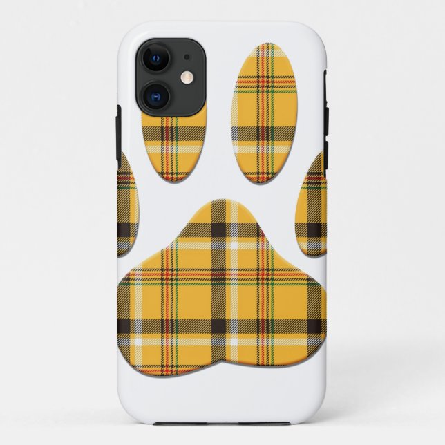 Funda De Case-Mate Para iPhone Tartan Dog Paw Print (Reverso)