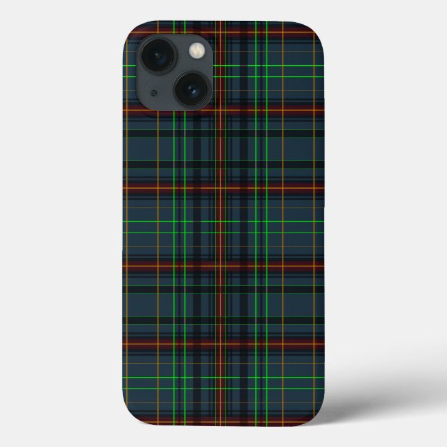 Funda De Case-Mate Para iPhone Tartán en azul, naranja, verde (Reverso)