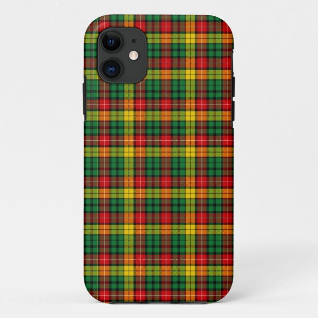 Funda De Case-Mate Para iPhone Tartán escocés buchanan amarillo verde rojo de la (Reverso)