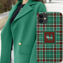 Funda Para iPhone 11 Tartán - Estuche verde de teléfono rojo y blanco f