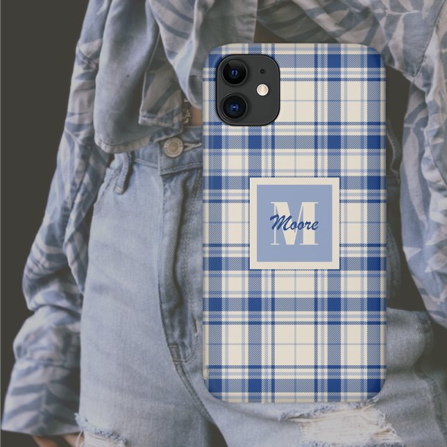 Funda De Case-Mate Para iPhone Tartán - Fondo de Crema Azul oscuro - Estuche para (Subido por el creador)